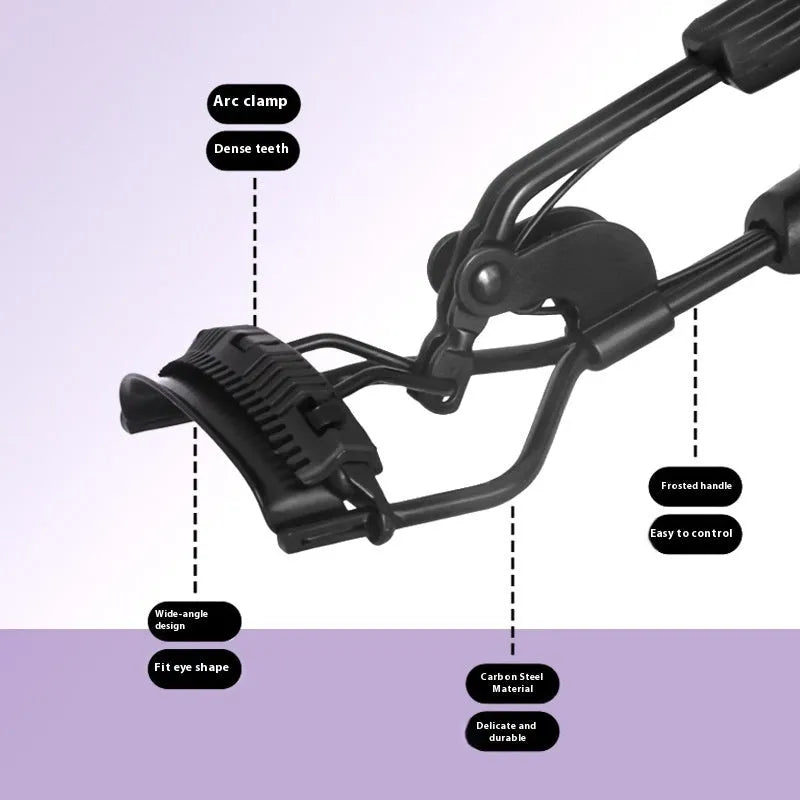 A4 manual eyelash curler with silicone comb in carbon steel and ABS construction