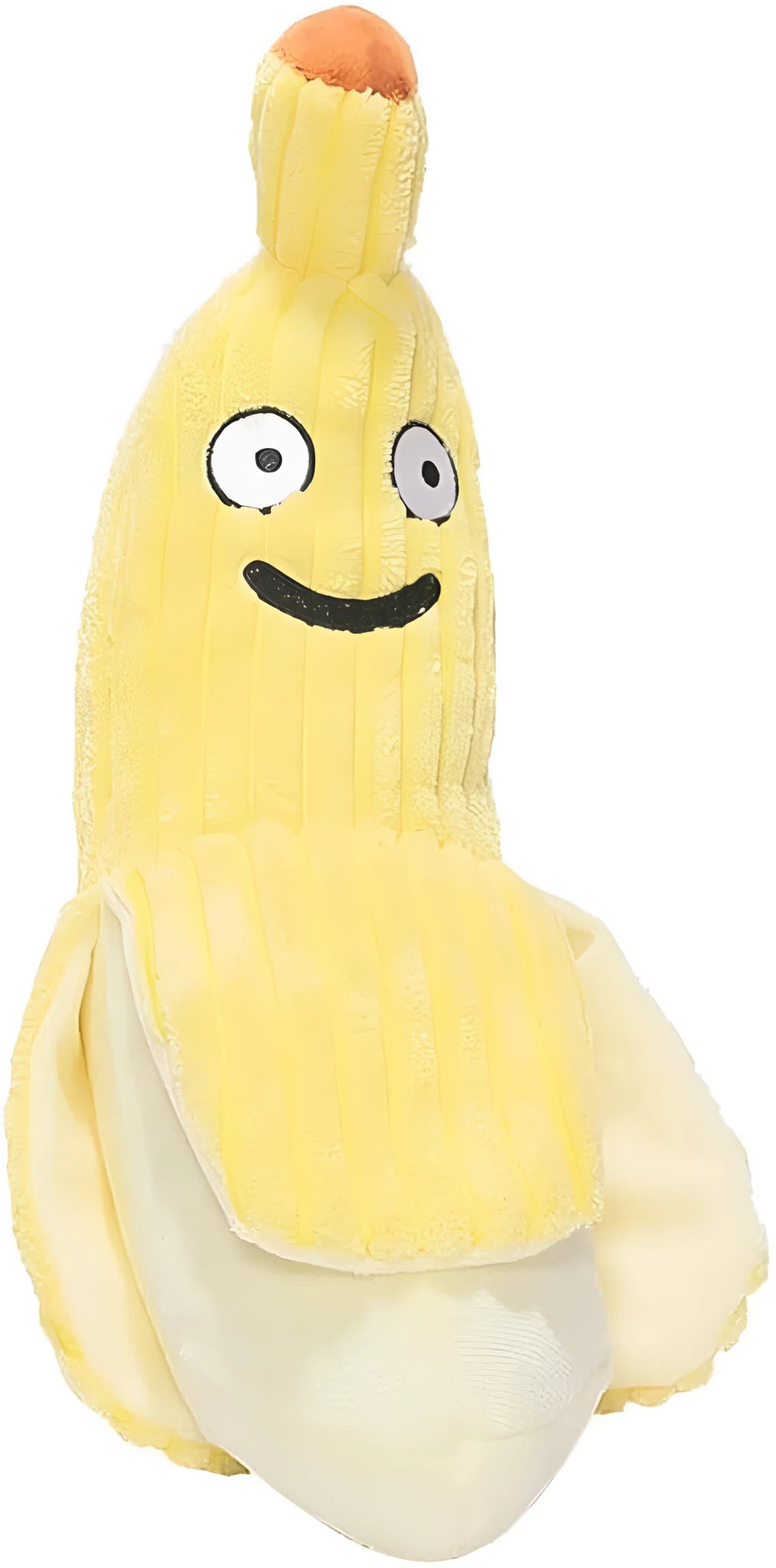 Yellow banana-shaped cat toy with plush fabric and crinkle sound feature