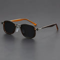 Retro square frame metal sunglasses in six colour options including black gold and hawksbill tea