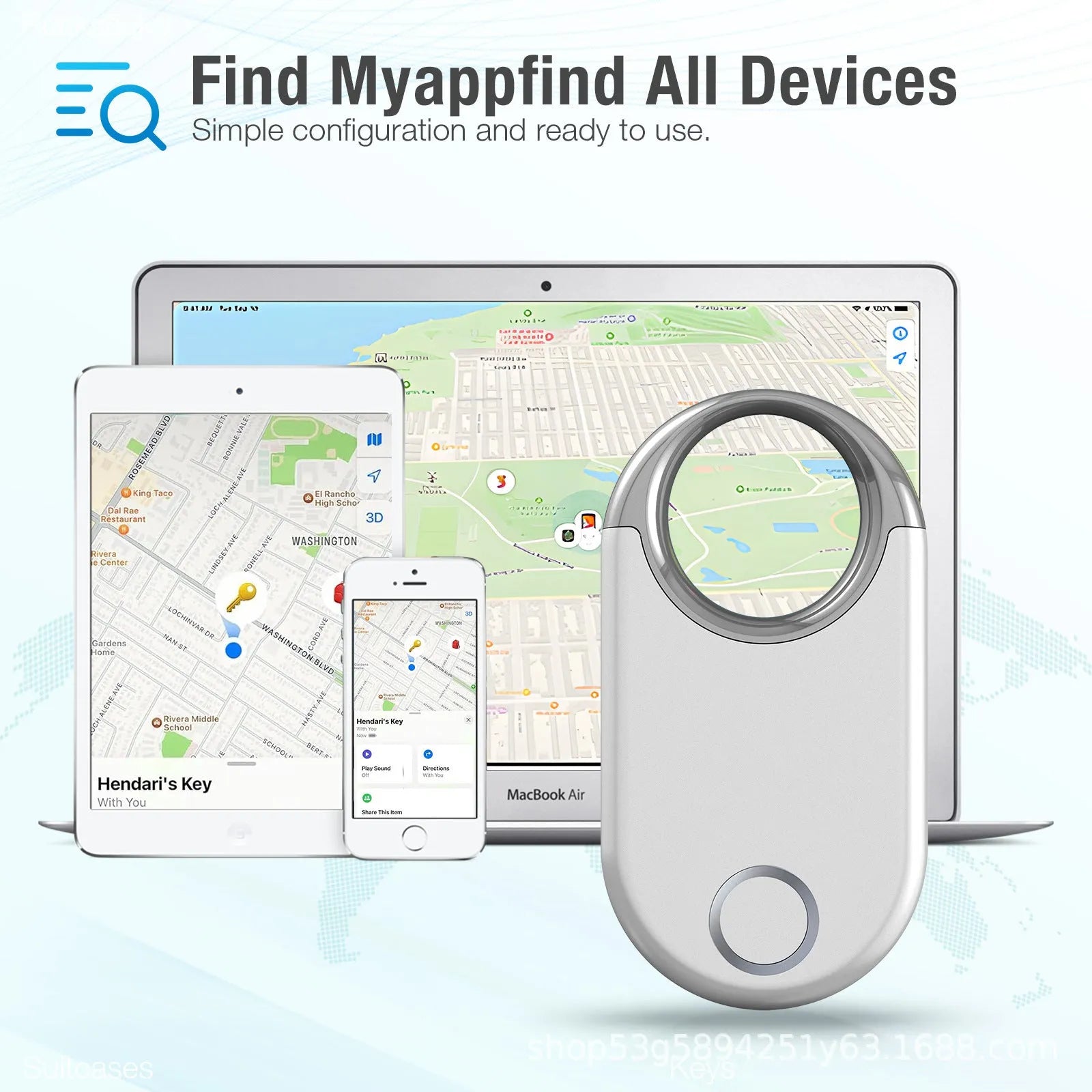Black and white USB GPS tracker device with compact 55.1mm dimensions for pet and child tracking