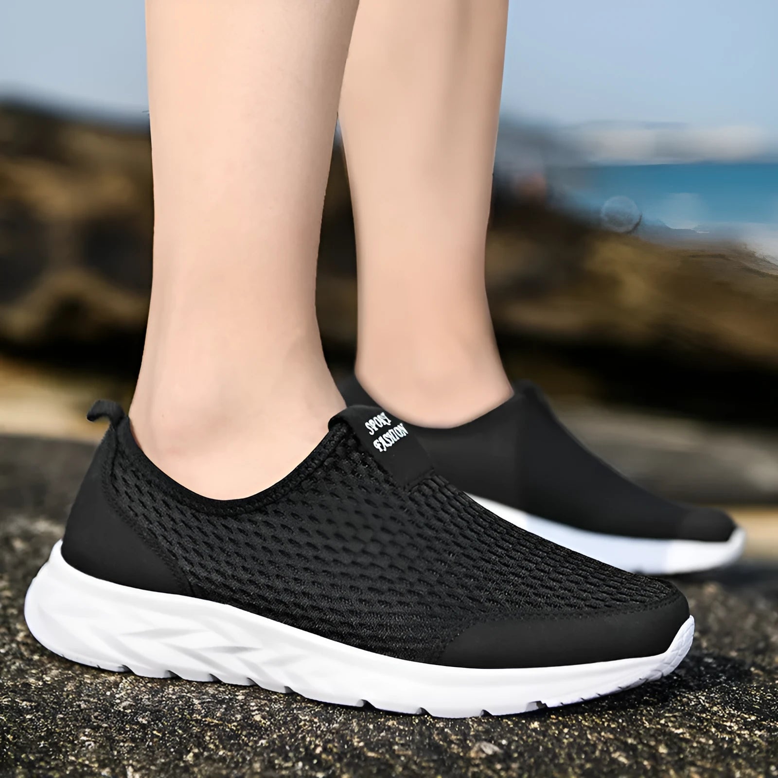 Men's casual mesh running shoes, lightweight breathable low top, soft rubber sole, TY-20036 light gray