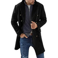 Woolen men's coat warm padded jacket in solid colour with embedded line pockets