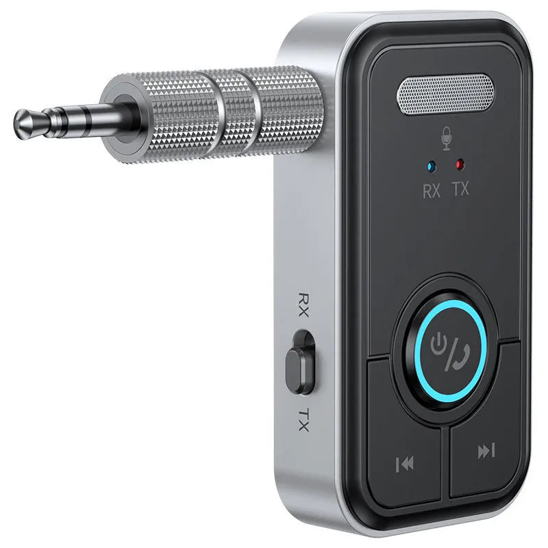 Bluetooth 5.3 audio receiver and transmitter with 3.5mm interface, Type-C power, 300mAh battery and 57x33x13.5mm body
