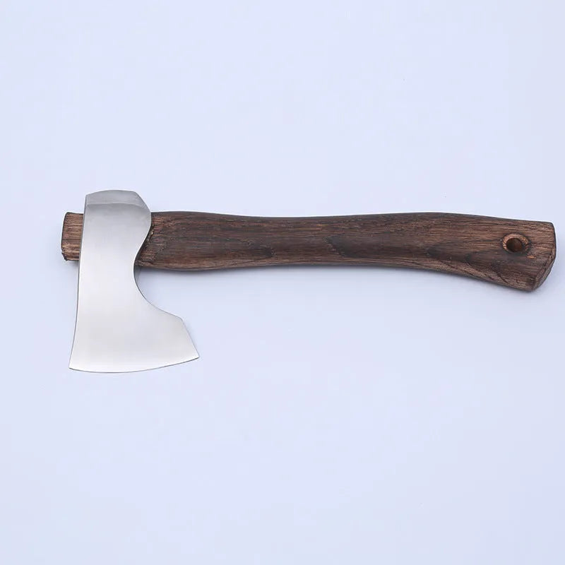 Camping axe with wooden handle and high carbon steel head for outdoor use