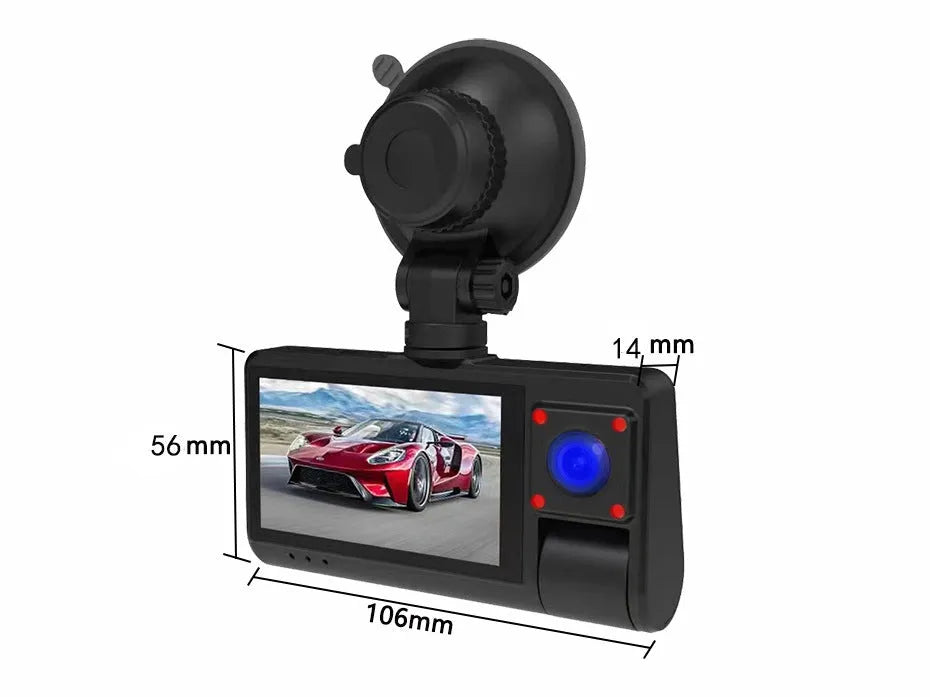 Black G50 driving recorder with 3-inch touchscreen display for front windshield mounting