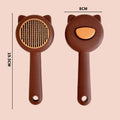 Self-cleaning cat comb with stainless steel needles and PP handle in white, with coffee, green, pink colour options, 8x19.5 cm