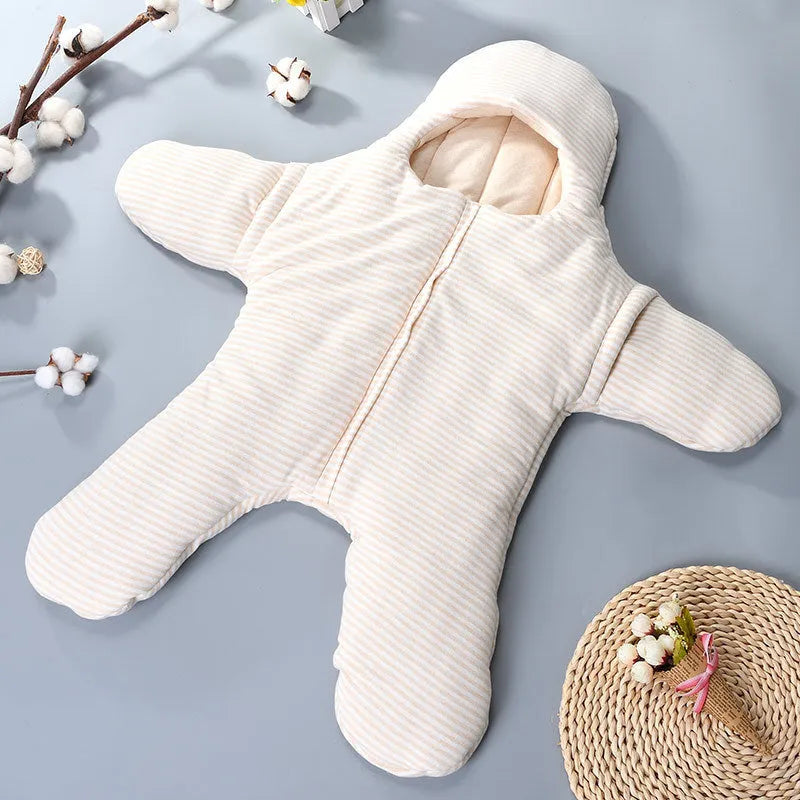 Newborn colour cotton split-leg starfish sleeping bag 85x45cm in photo colour with stripe pattern