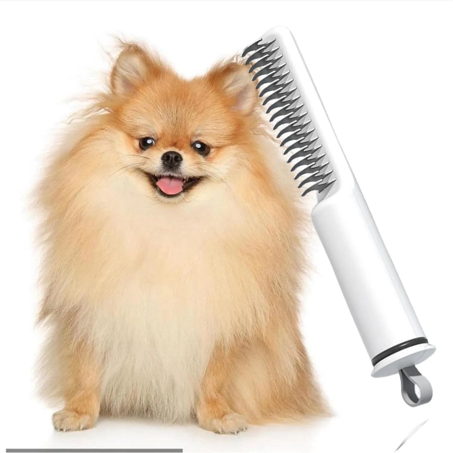 Stainless steel dematting comb for dogs with comfortable handle in pink or white colour