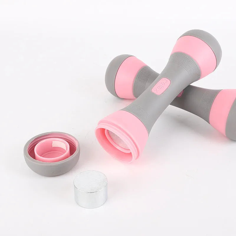 Pair of 2kg small aerobics dumbbells in blue with steel core and TPR coating on white background