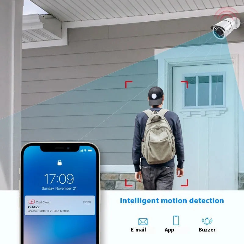 ZOSI 5MP HD POE security camera system with NVR unit and outdoor cameras
