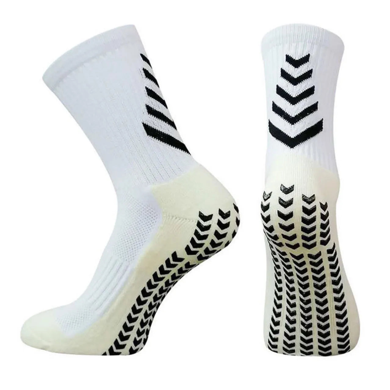 Men's patterned mid-calf sports socks with non-slip silicone grips in multiple colour options.