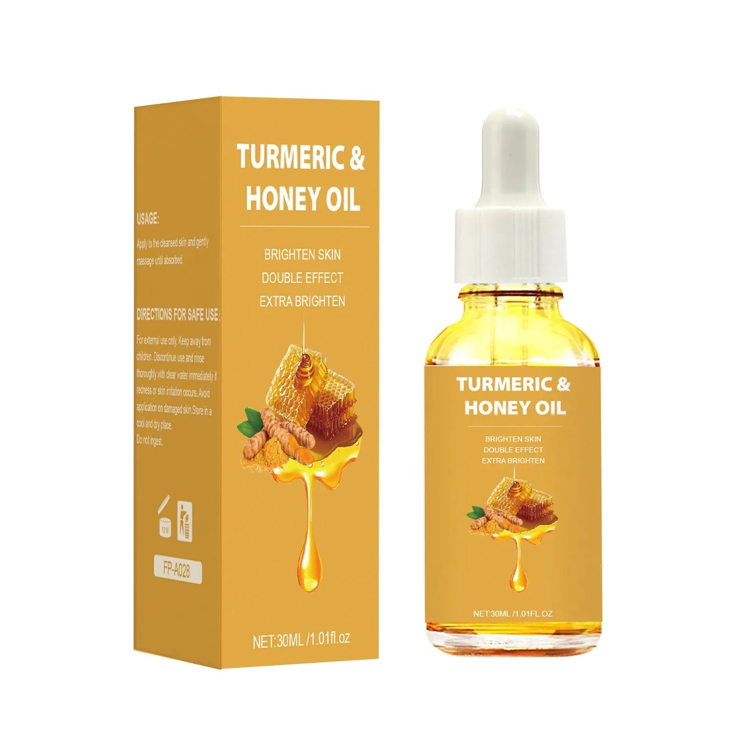 30ml bottle of Turmeric Honey Essential Oil with neutral packaging for facial skincare