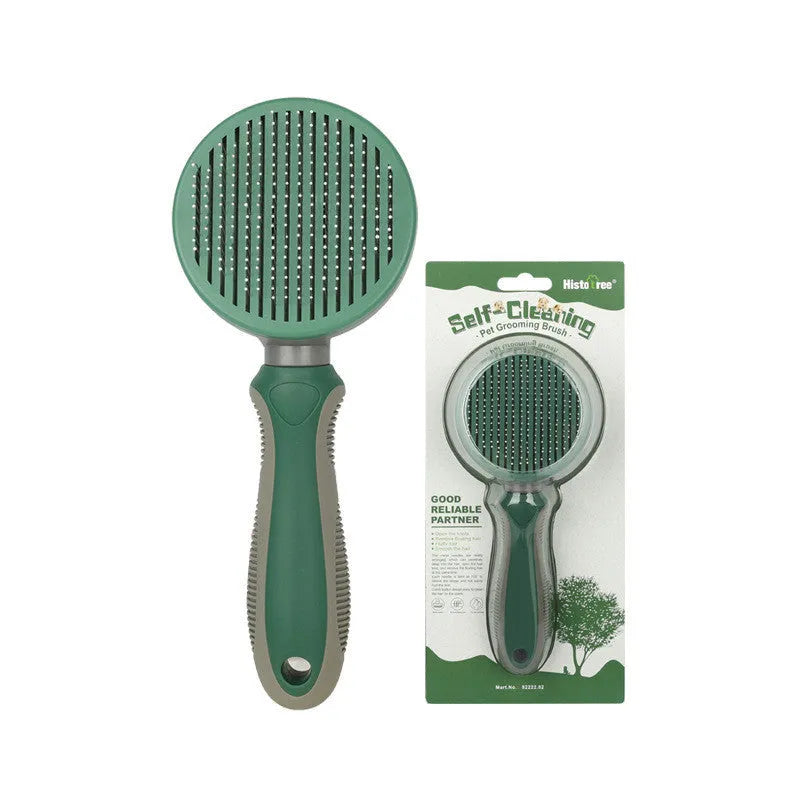 Automatic hair removal comb in green with stainless steel needles for floating hair and opening knots