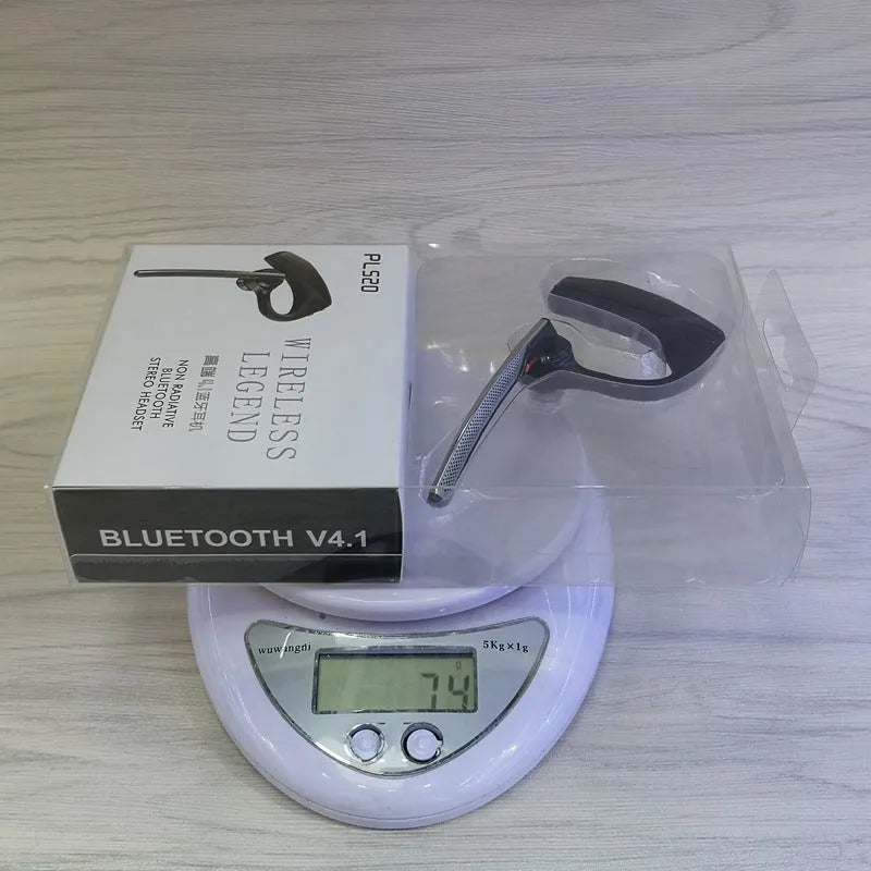 Black Bluetooth sports headphones with a large battery and call function display.