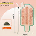 PP plastic pet scratching groomer with mint-scented ball and feather attachment on textured base