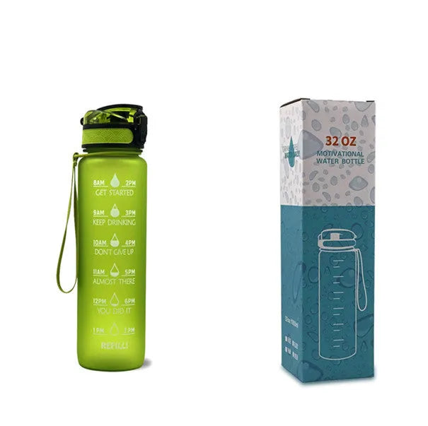 1 litre Tritan water bottle with time markers and gradient colour design