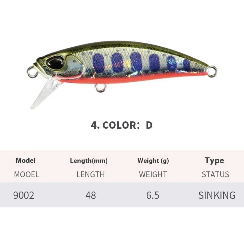 Japanese mino fishing hard bait lure for snakehead and mandarin fish, 48mm length