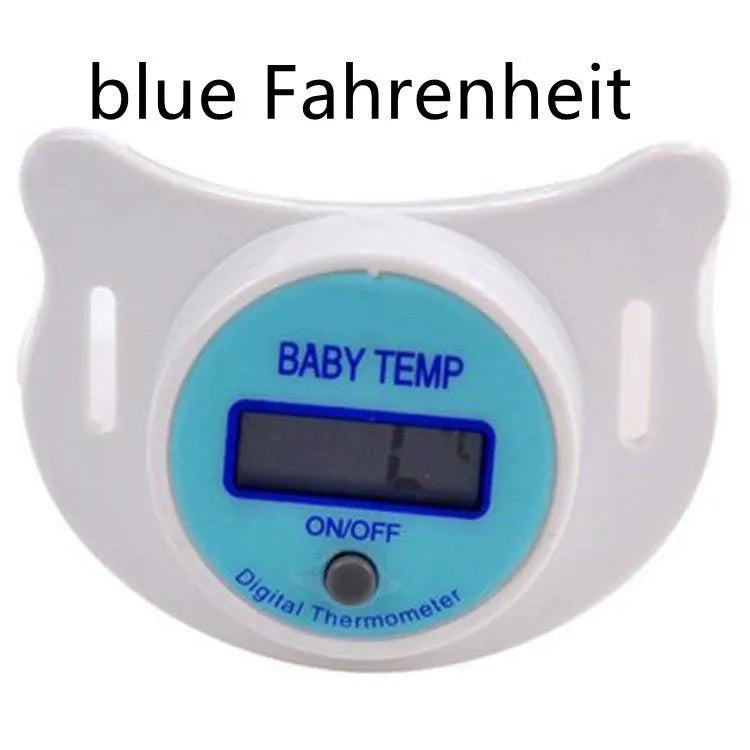 Blue and pink baby pacifier digital thermometer with LCD display for infant temperature monitoring