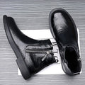 Men's genuine leather Chelsea boots in brown, non-slip rubber sole, round toe, side zipper
