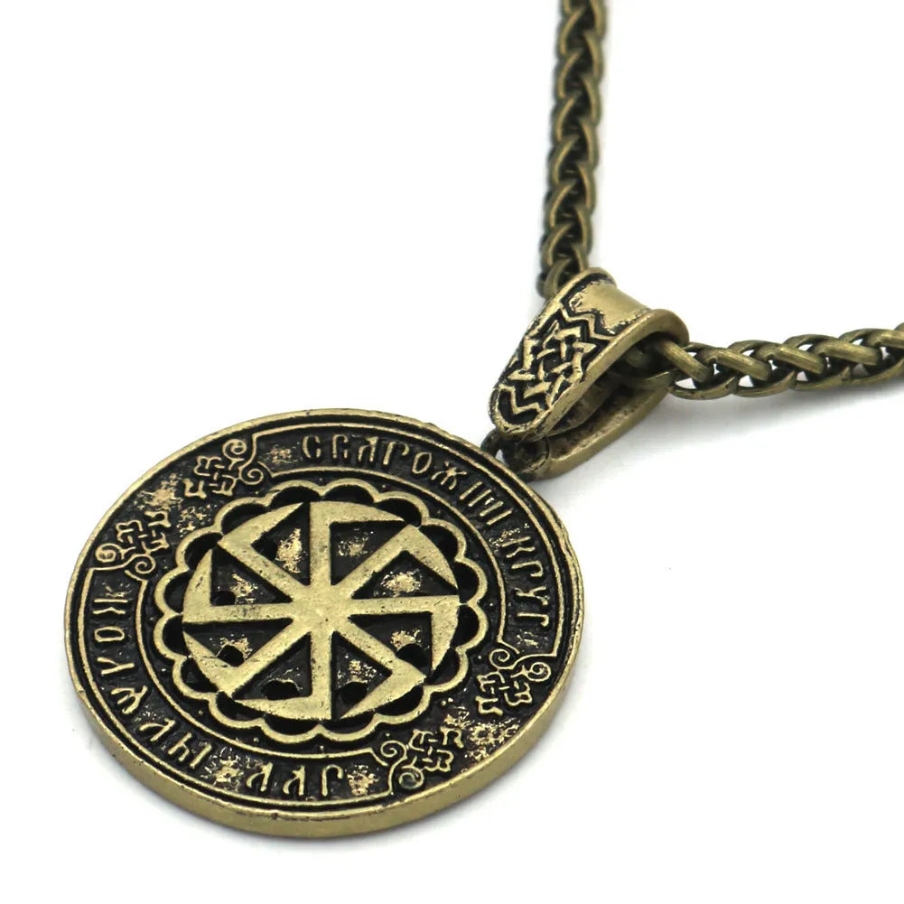 Lunavin ODing logo alloy necklace pendant with adjustable leather rope or snake bones chain in antique silver or bronze finish