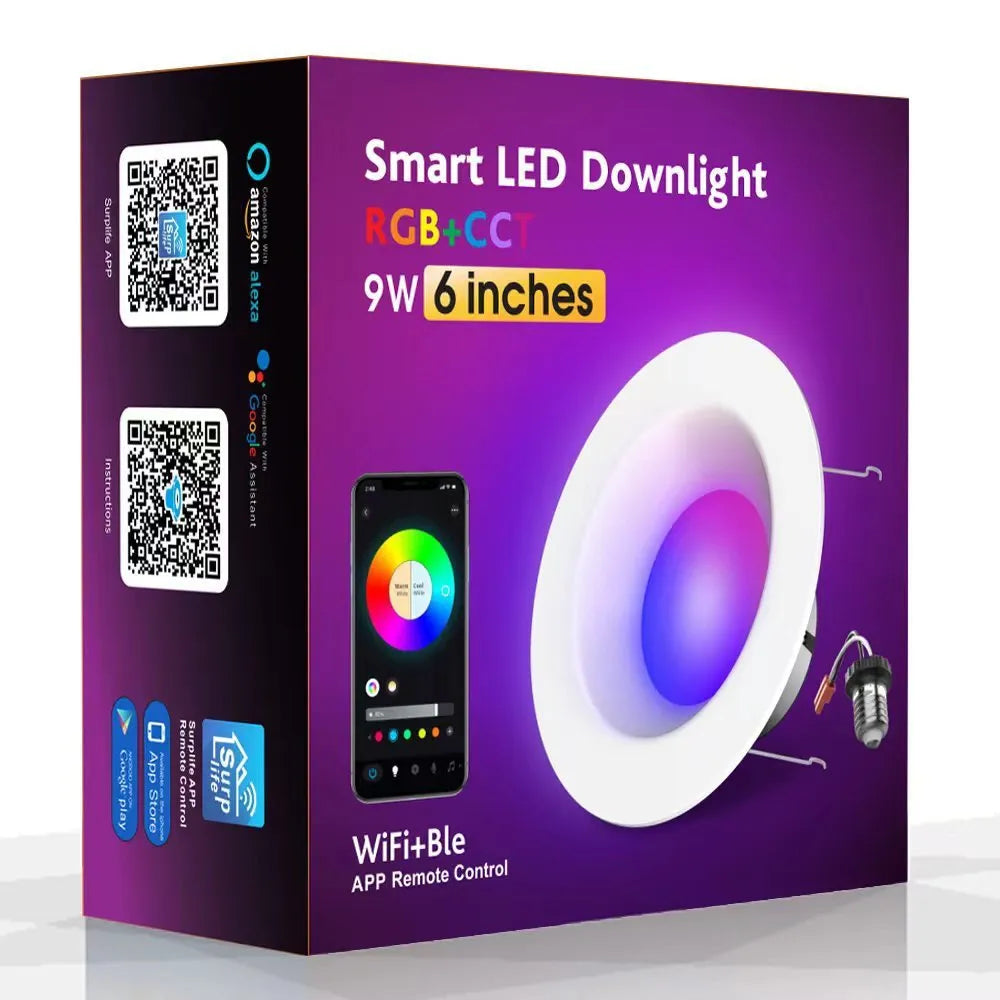 Smart WiFi Bluetooth RGBW colour changing ceiling tube lamp with remote control