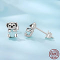 Koala S925 sterling silver drop earrings with dripping oil colour in shade SCE1902 on white background