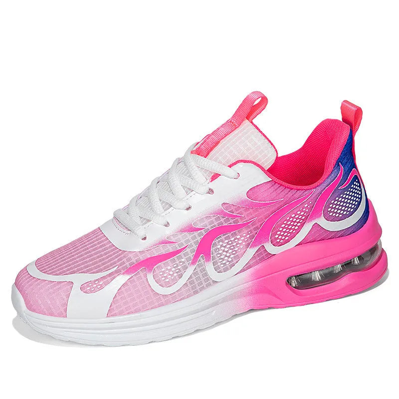 Women's mesh sneakers in pink, plum red, and moonlight colours with PU sole