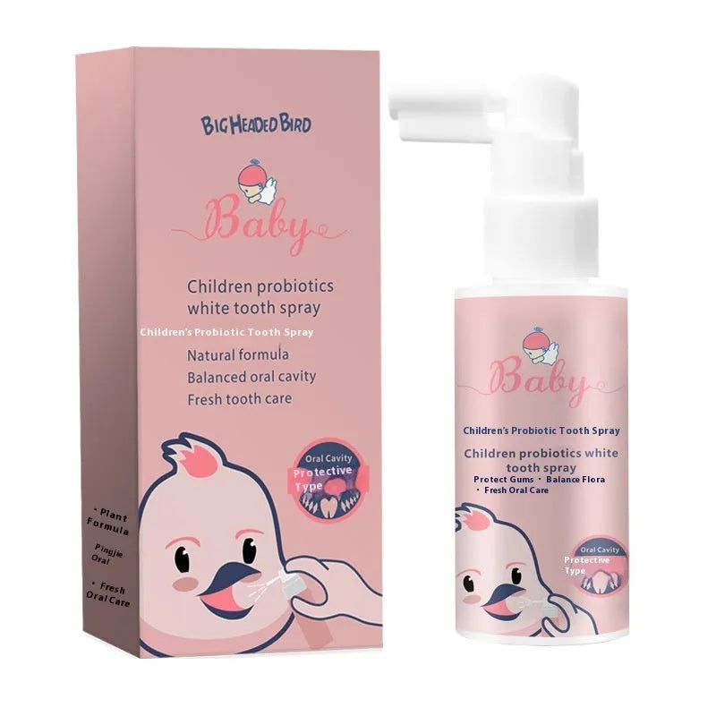 Children's probiotics teeth cleaning spray bottle in strawberry or orange flavour, 40ml size