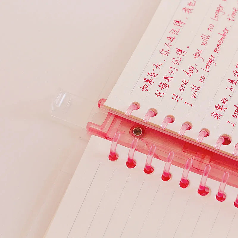 PP cover notebook in Dream Pink colour, A5 size, with lined wood-free paper pages and simple colourful design