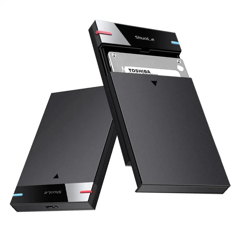 USB 3.0 2.5-inch SATA external hard disk enclosure in black, PC ABS casing, size 125x79x13 mm