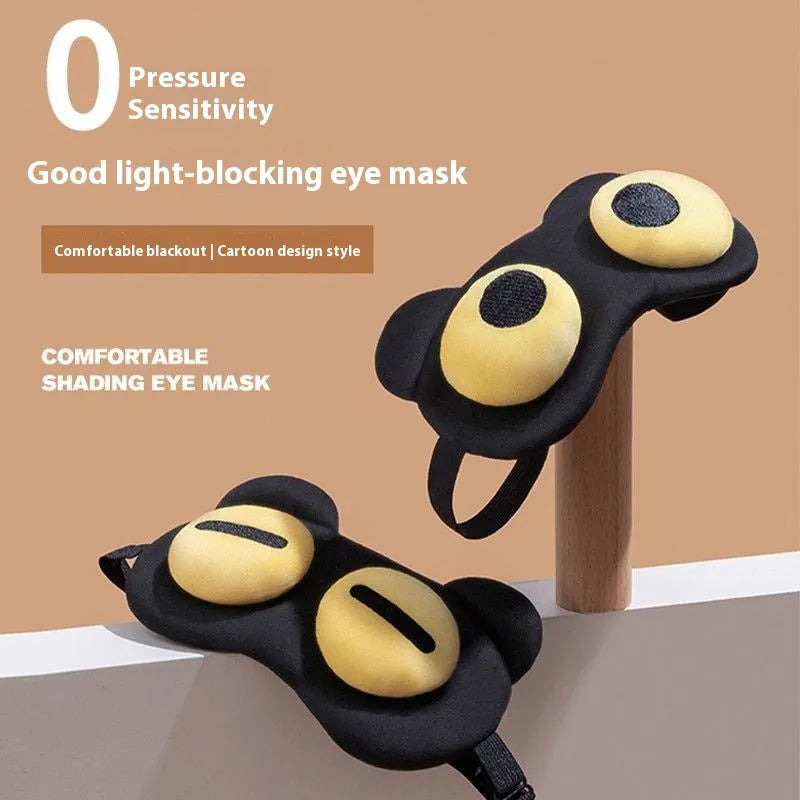 Funny polyester eye mask with bear design for sleep blocking light and ventilating, available in four bear face styles