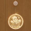 Christmas LED small decorative lantern in snowflake style, plastic shell, 16cm size, on a wooden shelf