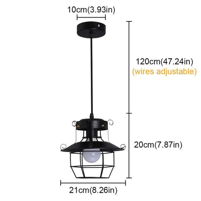 Retro iron droplight lantern lamp with single-head design for restaurant or corridor lighting