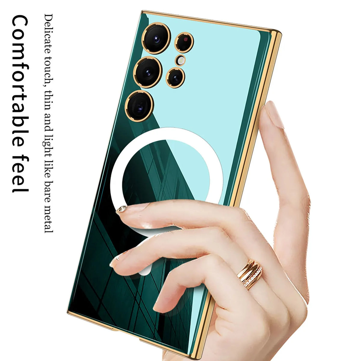 Samsung S24 TPU magnetic phone case with wireless charging ring, anti-drop, thin plating
