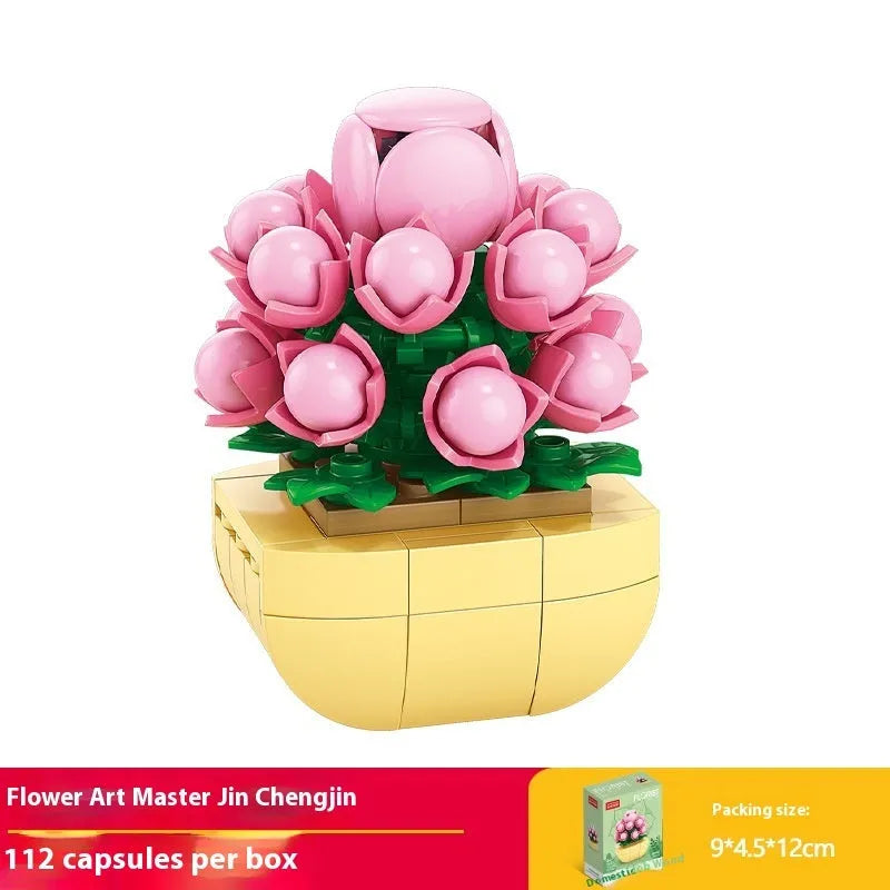 Plastic building blocks flower pot model assembly toy for teenagers
