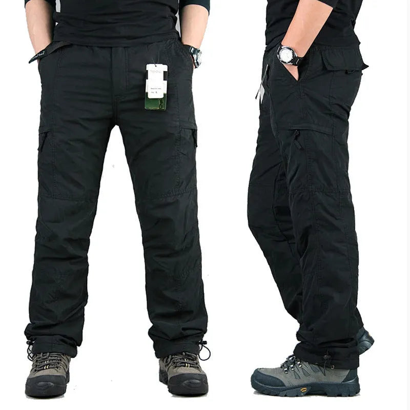 Men's cotton velvet thick loose-fit overalls with wool lining in Army Green colour.