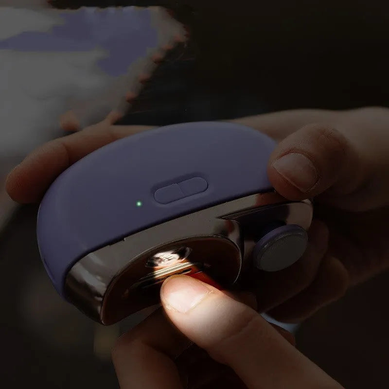 Home electric nail sharpener fully automatic with light in plastic, 85x68x33mm, available in white pink purple