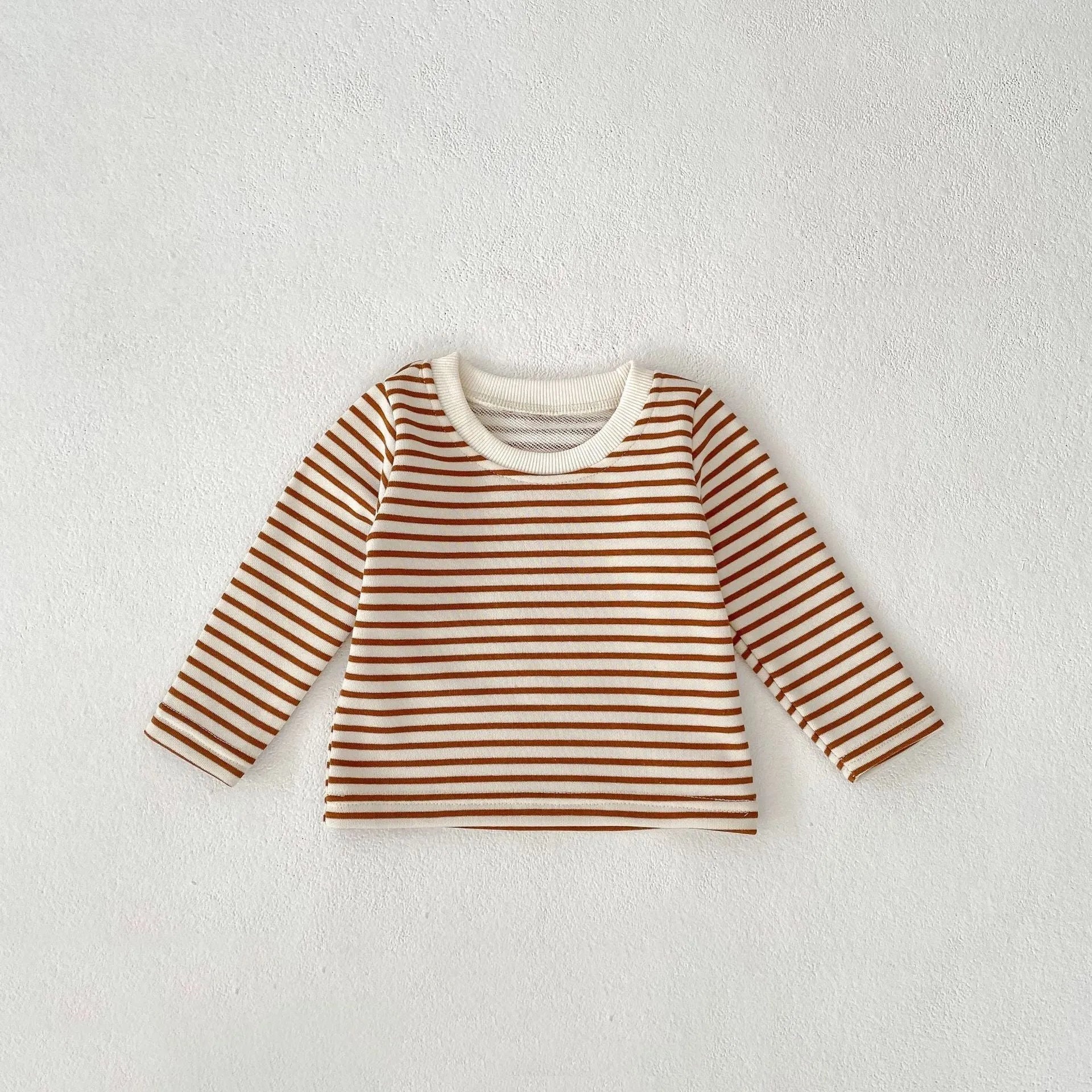 Unisex baby cotton striped top and bib pants set with car embroidery in size 80cm