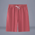 Solid colour cotton linen cropped trousers in Chinese style with drawstring waist