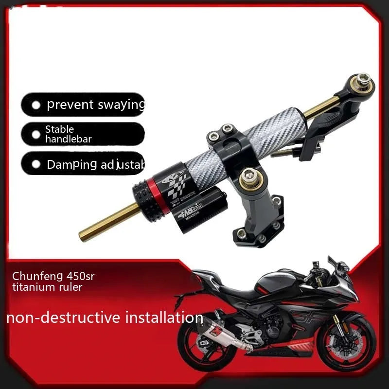 Titanium motorcycle steering damper bracket with adjustment dial for CFMoto 450SR/450SRS