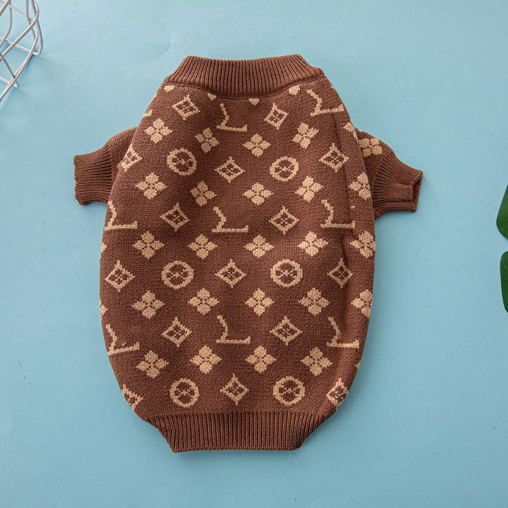 Wool blend dog jumper in monochrome or two-tone colours for winter warmth