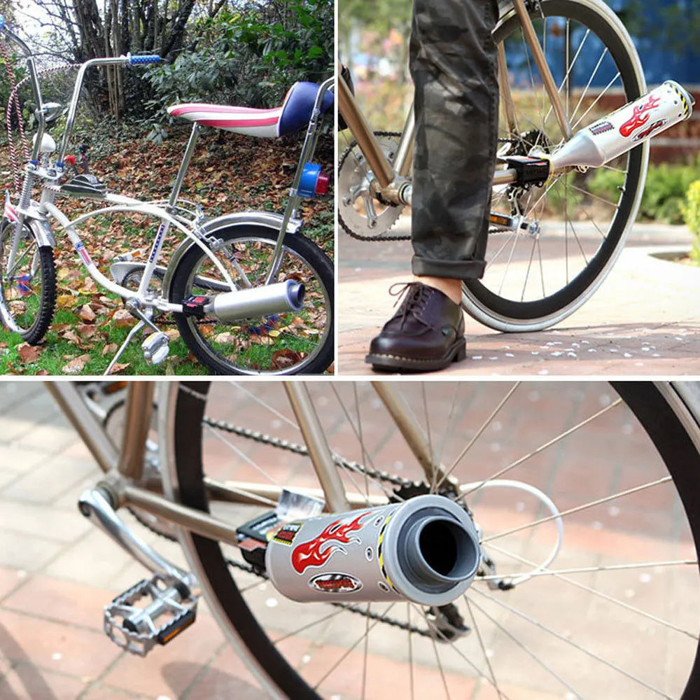 Motorcycle engine sound effect loudspeaker for bicycle turbine spoke tube with sound cards, DIY stickers, bracket and PE main part