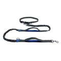 Adjustable pet running belt with extendable leash in fluorescent green, orange, or sapphire blue