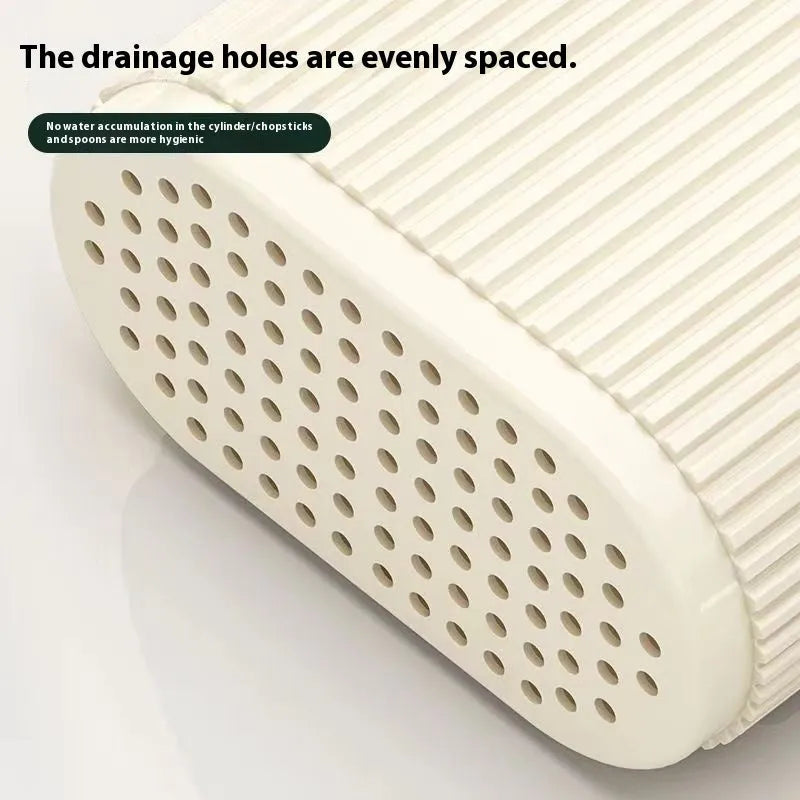 Modern wall-mounted plastic chopstick holder with drainage holes in beige colour