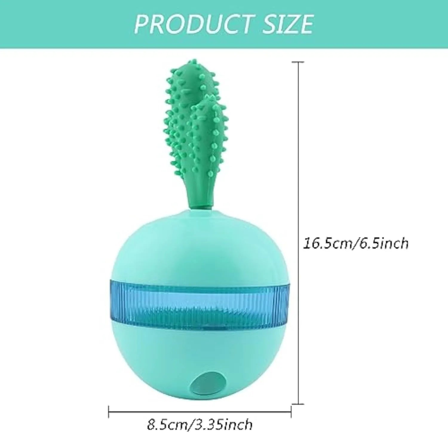 Blue and green durable rubber interactive dog treat dispensing puzzle ball for medium large dogs