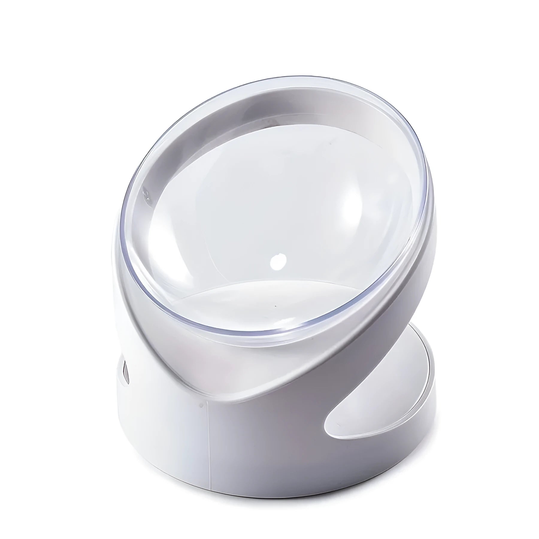 White elevated tilted cat food bowl for neck protection and anti-vomit feeding