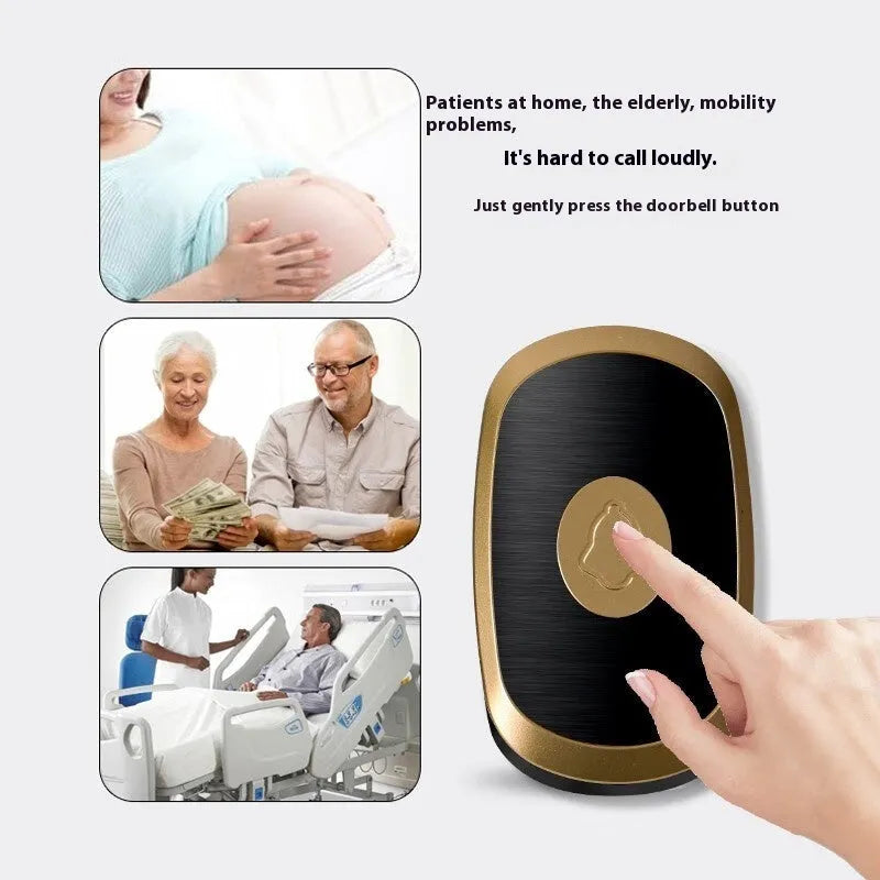 Black Gold wireless doorbell receiver and waterproof outdoor button for villa use