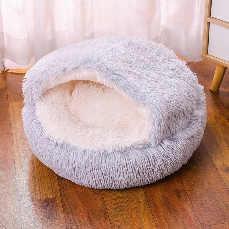 Waterproof cloth dog kennel in champagne colour showing semi-surrounded warm room design