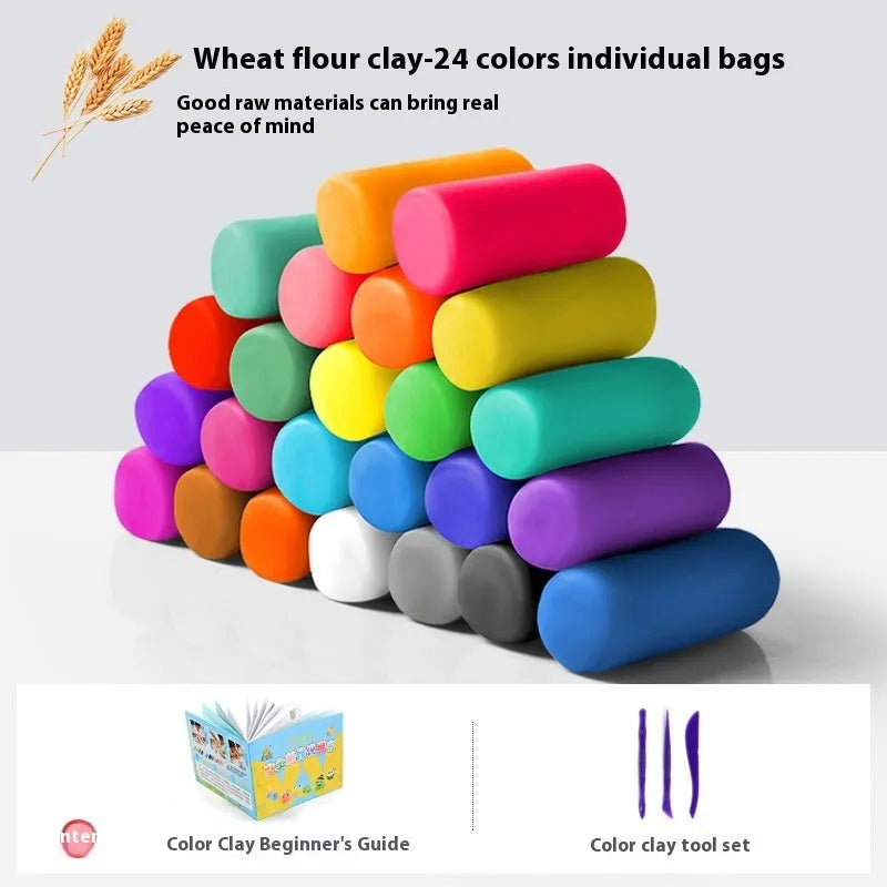 24 colour 1200g canned plasticene clay set for children 4-6 years old with thermal shrink film seal