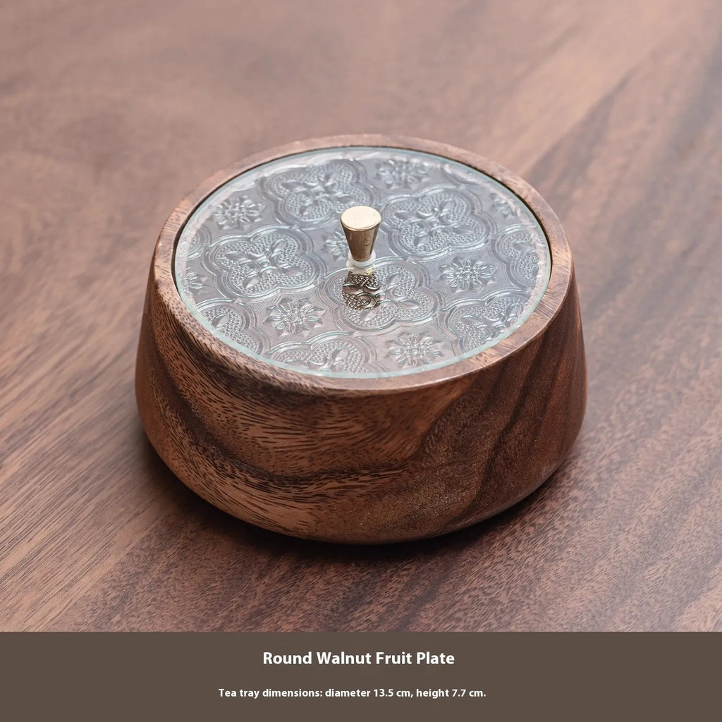 Solid wood snack candy trial tray in Burlywood colour with simple New Chinese style design and grid compartments for serving